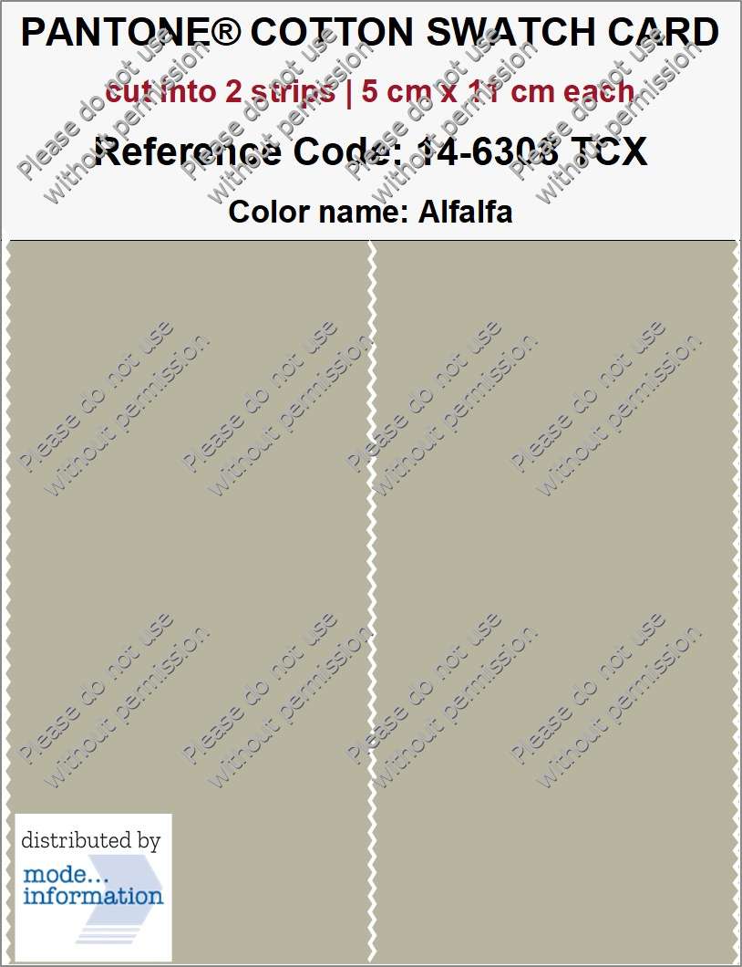 PANTONE COTTON SWATCH CARD 14-6308 TCX Alfalfa (cut into 2 strips | 5 cm x 11 cm)