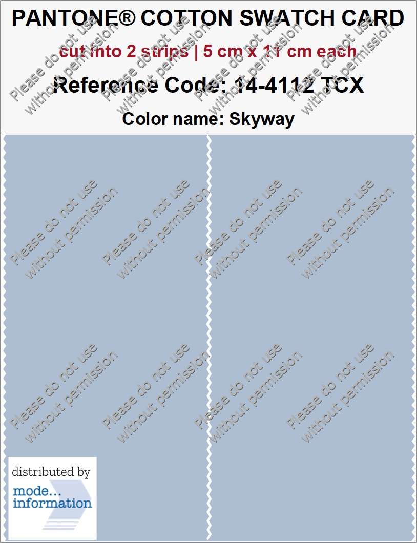 PANTONE COTTON SWATCH CARD 14-4112 TCX Skyway (cut into 2 strips | 5 cm x 11 cm)