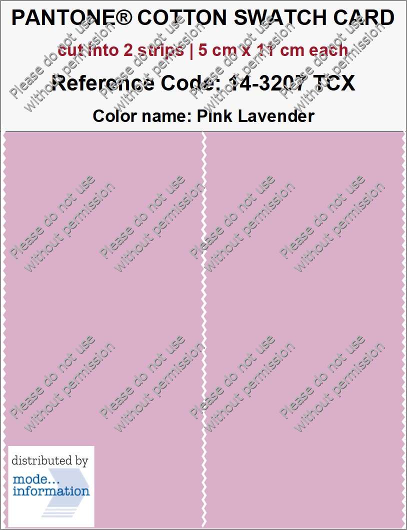 PANTONE COTTON SWATCH CARD 14-3207 TCX Pink Lavender (cut into 2 strips | 5 cm x 11 cm)