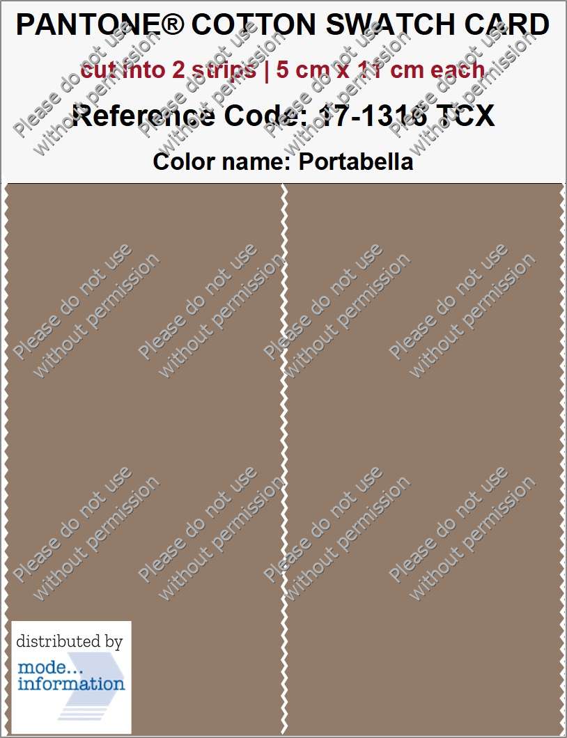 PANTONE COTTON SWATCH CARD 17-1316 TCX Portabella (cut into 2 strips | 5 cm x 11 cm)
