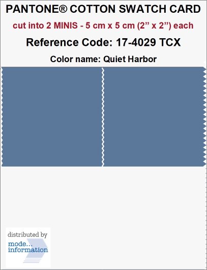 PANTONE COTTON SWATCH CARD 17-4029 TCX Quiet Harbor (cut into 2 MINI…