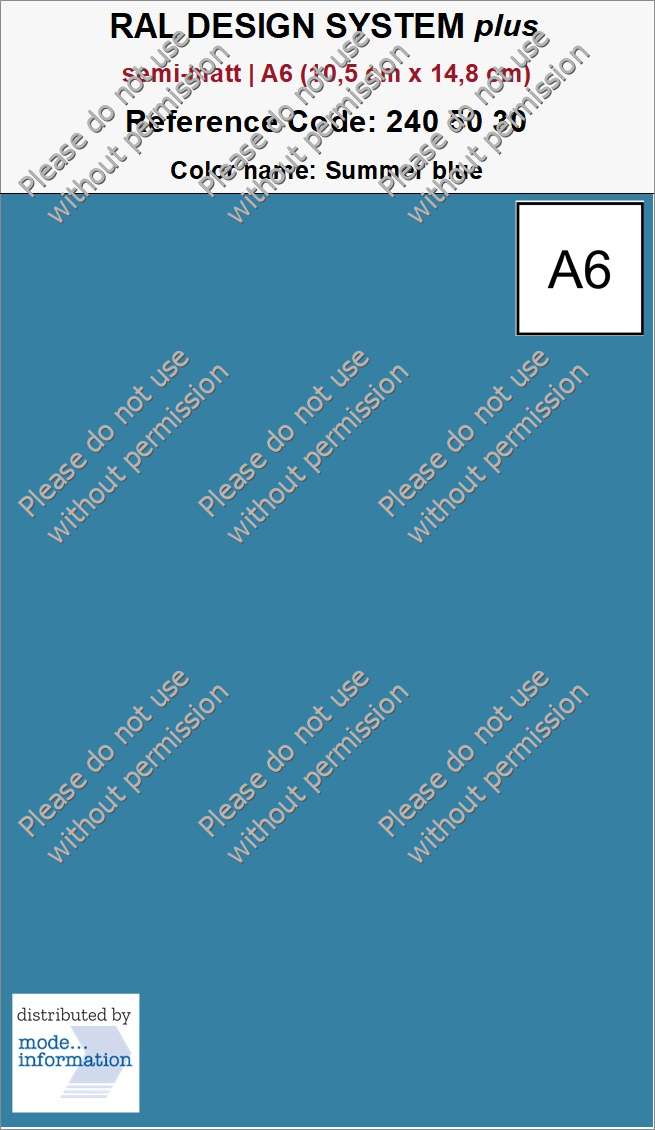RAL DESIGN SYSTEM plus 240 50 30 Summer blue (A6 (10,5 cm x 14,8 cm))