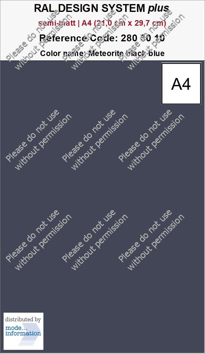 RAL DESIGN SYSTEM plus 280 30 10 Meteorite black blue (A4 (21,0 cm x 29,7 cm))