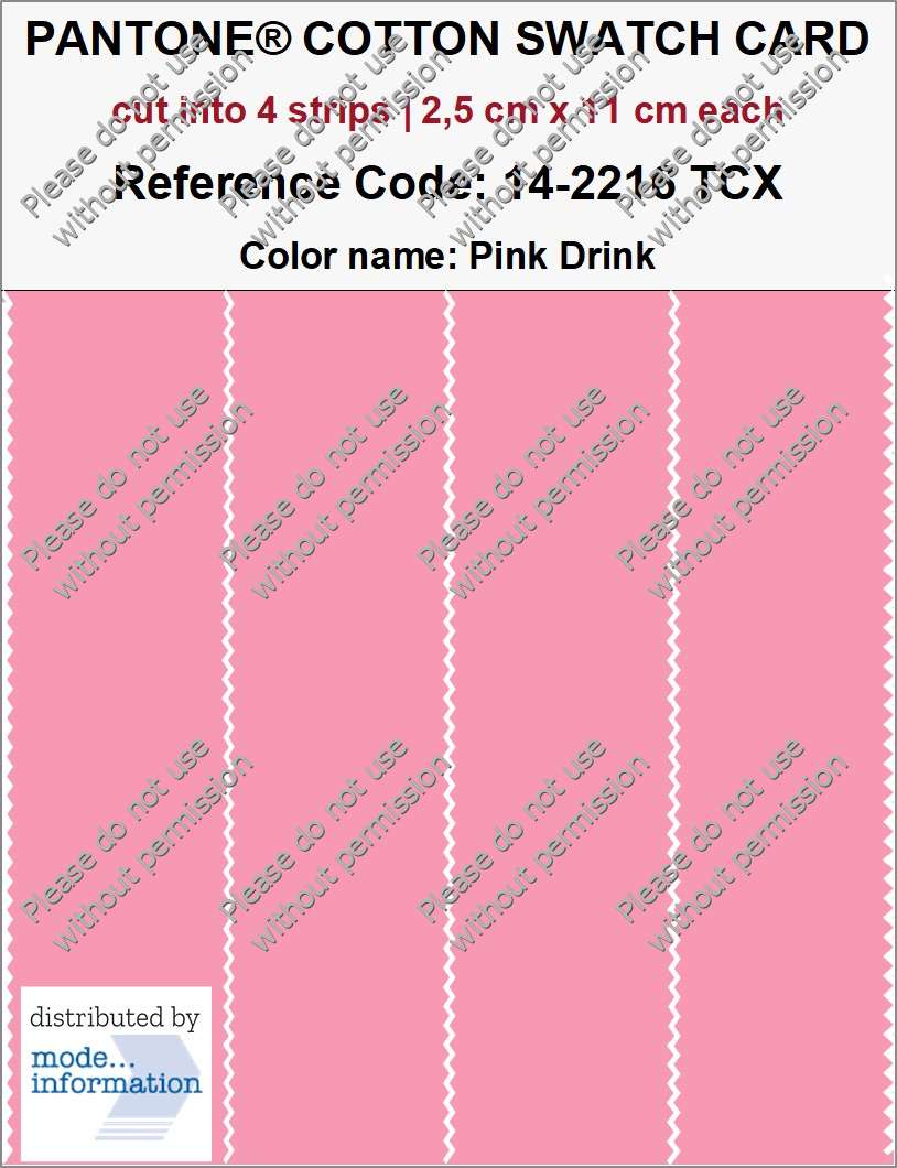 PANTONE® COTTON SWATCH CARD 14-2216 TCX Pink Drink (4_strips)
